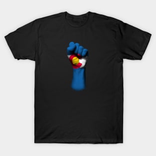 Flag of Colorado on a Raised Clenched Fist T-Shirt